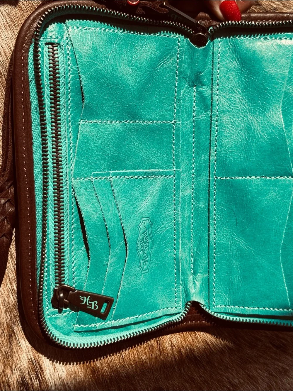 Heritage Brand, Verily, #586, Turquoise Leather Wristlet Wallet, uncarried. OOAK